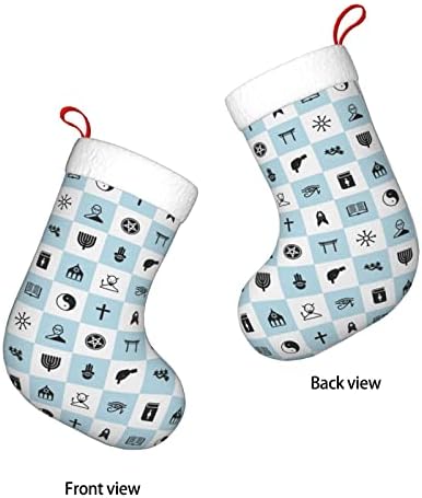 Аугенски Божиќни чорапи Бафомет симбол Фрир Ханукахука двострана камин што виси чорапи