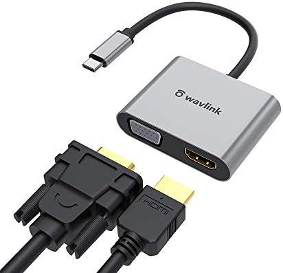 Wavlink Оваа ставка + USB C до HDMI VGA адаптер