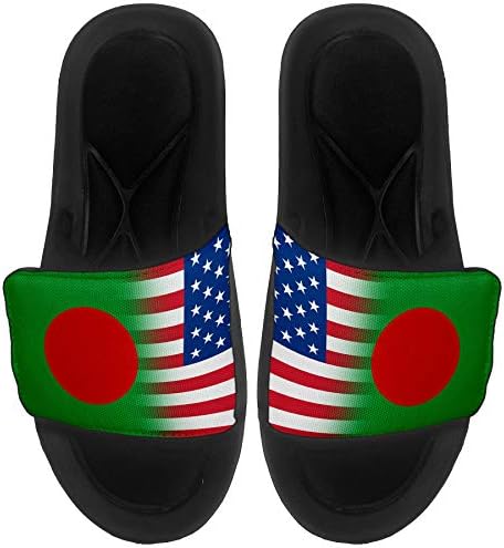 ExpressItbest Pushioned Slide -On сандали/слајдови за мажи, жени и млади - знаме на Бангладеш - знаме на Бангладеш