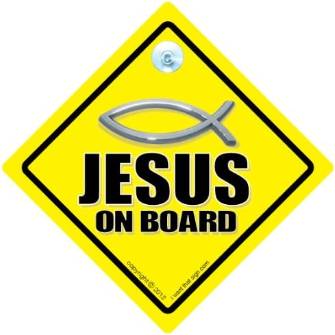Исус на знак за автомобил, Исус на одборот, Исус Христос, Исус на бродот, знак на христијански автомобил, знак на христијанство, знак