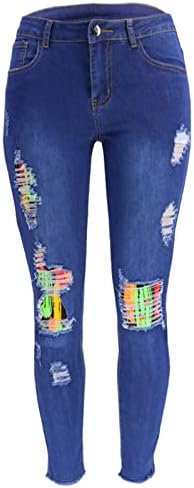 Miashui Slimming Jean Jeansенски фармерки со високи половини за истегнување фармерки со панталони за панталони со големина тексас