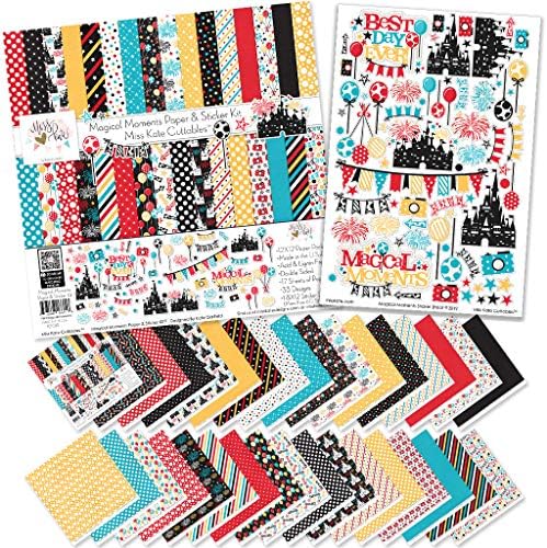 Комплет за хартија и налепници на Мис Кејт Cuttables - Магични моменти - за Дизниленд Волт Дизни Светски замок Мики Маус Круз