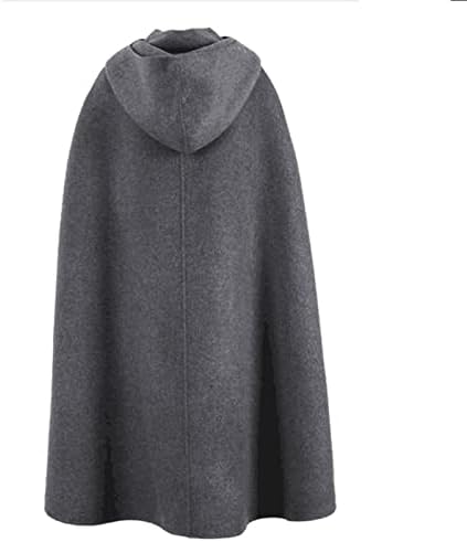 Womenените со качулка ров палто 2022 Зимска мода отворена предна кардиганска јакна Кејп Волнен Пончо Долга макси наметка за надворешна облека