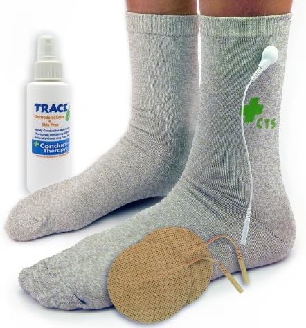 Премиум проводни чорапи пакет пакет за третман на болка во десетици, заземјување, тарзален тунел, воспаление, артритис, електротерапија