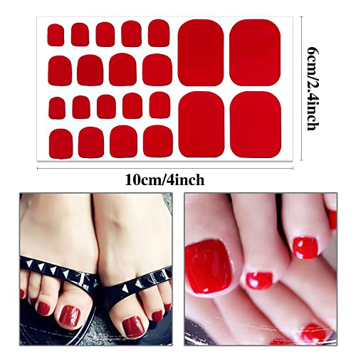 Wookoto 20 листови 440 парчиња црвени налепници за нокти за нокти за нокти целосни нокти за жени за жени со цврста боја, ленти за