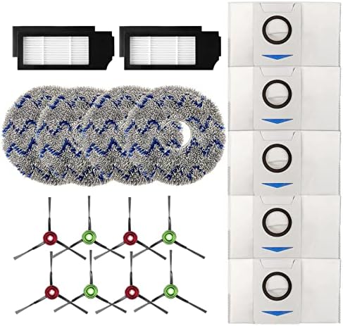 Комплет За Замена На Делови За Нега на Подот Со правосмукалка Компатибилен СО ECOVACS Deebot X1 Omni / X1TURBO / X1 плус Роботска Правосмукалка, 5 Вреќи За Прашина, 4 Перничиња За Кр?