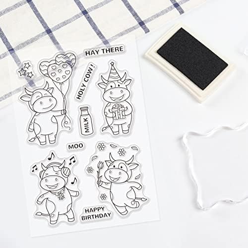 Глобленд крави силиконски чисти марки прекрасни цртани филмови животински транспарентни марки за роденден Велигденски празнични картички за правење DIY ScrapBooking Фо?