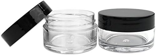 Beauticom 600 парчиња 20g/20ml околу чисти тегли со црни капаци за лосион, креми, тонери, мелеми за усни, примероци за шминка - БПА бесплатно