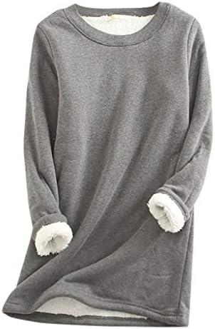 Womenенски топло руно наредени џемпери долги ракави зимски врвови со долна облека маички плус големина топли врвови за долна облека