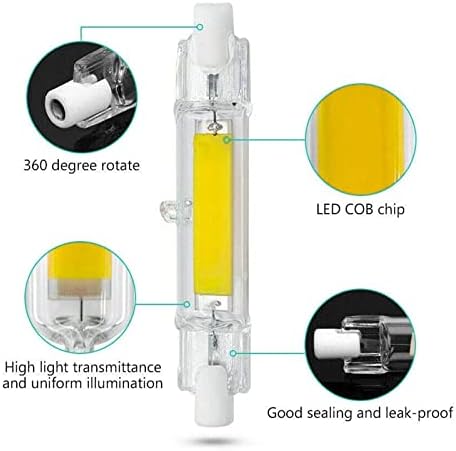 Lxcom Осветлување 10W R7s LED Сијалица 78mm LED Cob Светло 80W Халоген Еквивалент J Тип T3 120v R7s База Двојно Заврши Рефлектор Сијалица Дневна