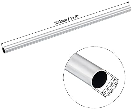 uxcell 6063 Алуминиумска тркалезна цевка 13мм ОД 11,5 мм Внатрешна диа 300мм цевка за цевки со должина
