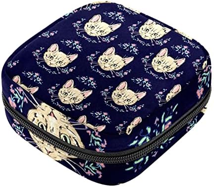 Шема на главата на мачката, цветно темно сина позадина, торба за складирање на салфетка, торбички за преносни периоди за тинејџерски