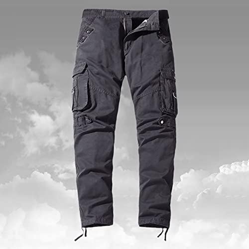 Miashui M Men Casual Pant Панталони Мулти џеб директно цврста боја на отворено Севкупно панталони модни момчиња зимска облека