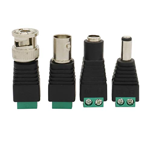 Адаптер за приклучок за приклучок за приклучок за приклучок DIDX 40 PCS MALEN DC и BNC MALE BALUN CONNECTOR за LED лента CCTV Security Camera