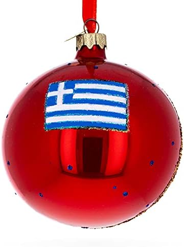 Санторини, островот Тира, Грција стаклена топка Божиќ украс 4 инчи