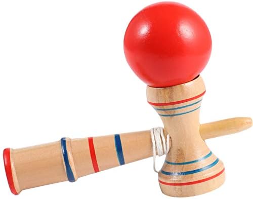 Besportble загатка играчки Кендама Вуд играчка мини дрво за фаќање и игра за игри координација за фаќање на чаша играчка за деца деца црвени