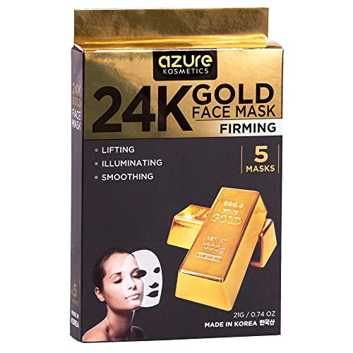 Азурна 24к Злато Зацврстувачка Маска За Лице - Против Стареење, Хидратација, тонирање &засилувач; Зацврстувачка Маска За Лице - Помага