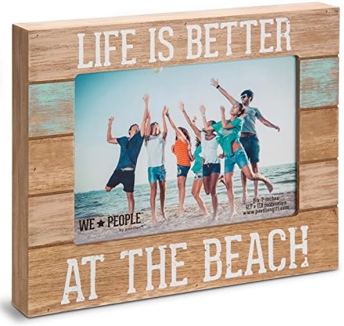 Компанија за подароци на Павилјон 67242 Ние луѓето-живот сме подобри во рамката на сликата на плажа, 5 x7