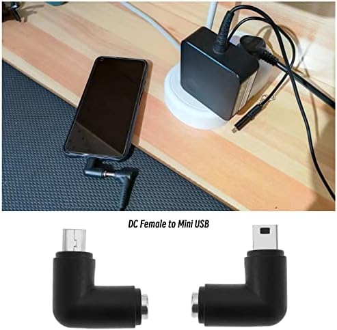 2PCS DC 5.5x2.1mm до мини USB адаптер 90 степени мини DC адаптер за напојување на напојување за напојување за мали електрични уреди
