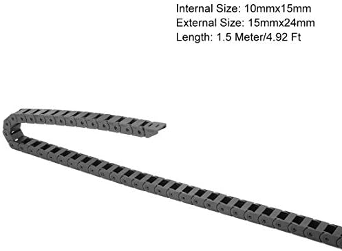 uxcell Повлечете Синџир Кабел Превозникот Затворен Тип Со Крајот Конектори R18 10x15mm 1.5 Метар Пластика За Електрични Цпу Рутер Машина Црна