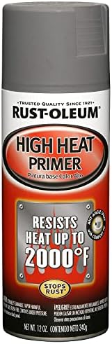 Rust-Oleum 249340 Automotive Spray Primer Primer Primer, 12 унца, сива и 251591 12-унца, црвена автомобилска боја на калиперски спреј, 12 унца, 11 fl oz