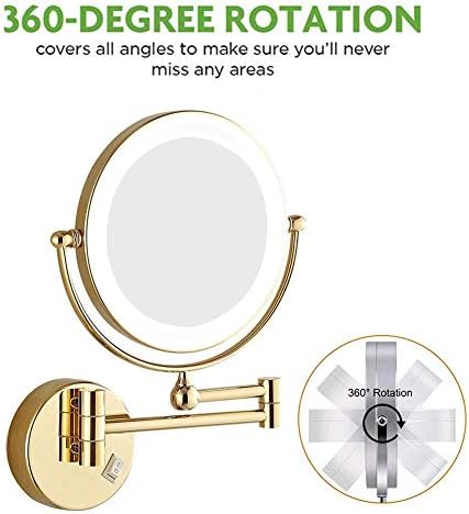 Лианксиао-Огледало За Шминка Поставено На Ѕид, Двострано Продолжување, Ротација На Вртење Од 360 Степени, Флексибилно Грло, за Бања