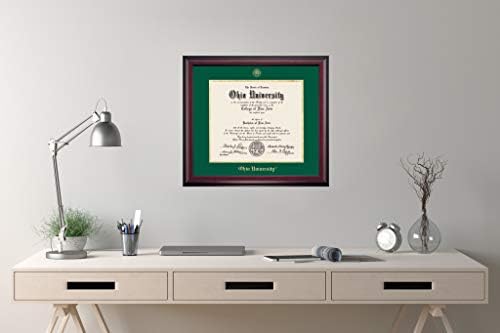 OCM Diplomadisplay Традиционална рамка за универзитетот Охајо Оу Бобкетс | 11 x 14 Дипломи и магистерски дипломи | Хантер зелена/златна мат | Дома и канцеларија | Подарок за дип?