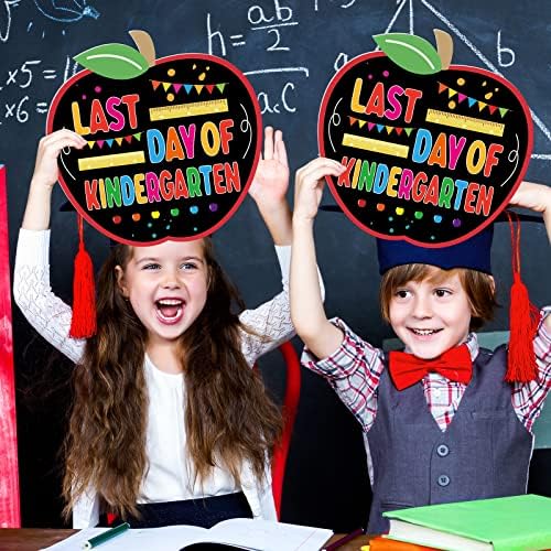 Прв и последен ден од училишната табла знак за двострана знак за знак на мала креда за еднократно училиште за еднократна употреба на училишен знак на јаболка во гра