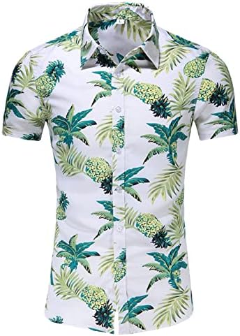Bmisegm летни кошули за пливање за мажи лето нови мажи тенок печати кошула со краток ракав плус големина моден случај на плажа ракав