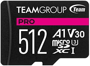 TeamGroup Pro A1 512GB Micro SDXC UHS-I U3 V30 A1 4K Read/Write Брзина до 100/90MB/s Висока брзина на флеш-мемориска картичка со адаптер за