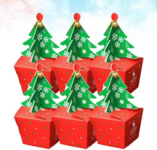 Амосфун 3д Кутии За Подароци Во Форма На Новогодишна Елка Кутии За Бонбони Со Ѕвонче Божиќна Чоколадна Кутија За Забава Фаворизирајте