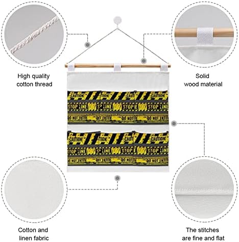 Местото на Несреќата Внимание Предупредување Полицијата Ѕид Плакарот Виси Торба За Складирање 6 Џебови Лен Памук Над Вратата