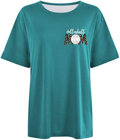 MTSDJSKF Преголема маица, графички печатен екипаж на вратот со кратки ракави лабави збирки женски лабави маички за вклопување