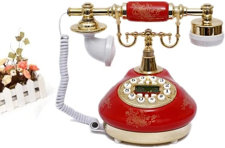 Lepsjgc антички телефонски фиксни фиксни старомодни телефони со копче, LCD дисплеј класичен керамички ретро телефон
