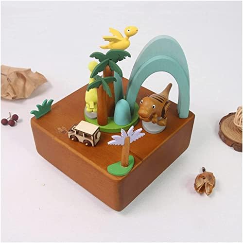Луваду персонализирана музичка кутија Дрвена диносаурусна музичка кутија креативна ротирачка музичка кутија подарок за деца за деца деца роденден