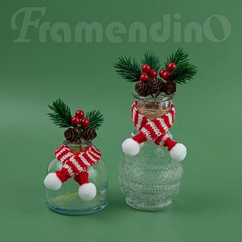 Framendino, 12 Mini Christmas Christmas со црвени бели ленти за изработка на дрво што висат украси DIY занаети