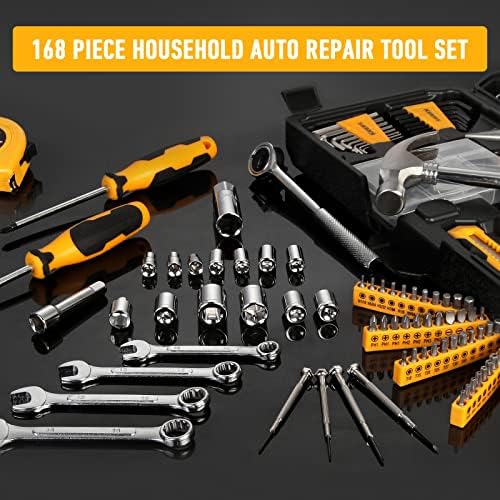 Krebs 168 парчиња алатки за рачни алатки, генерален комплет за алатки за домаќинства, алатка за алатки за рачни алатки за алатки за алатки со пластична кутија за склади?