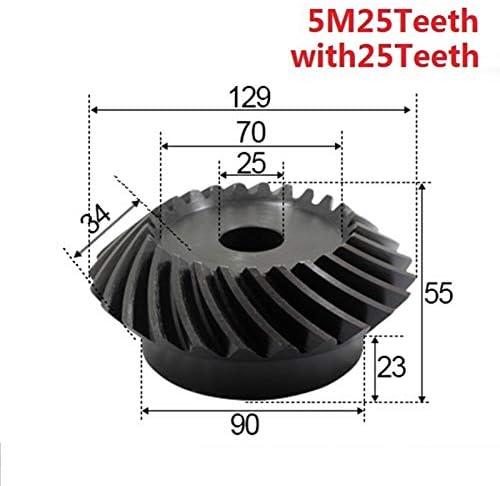 Mksiwsa Индустрија 2pcs 1:1 Закосена Опрема 5 Модул 25 Заби + 25 Заби Внатрешна Дупка 25mm 90 Степен Погон Комутација Јаглероден Челик Запчаници