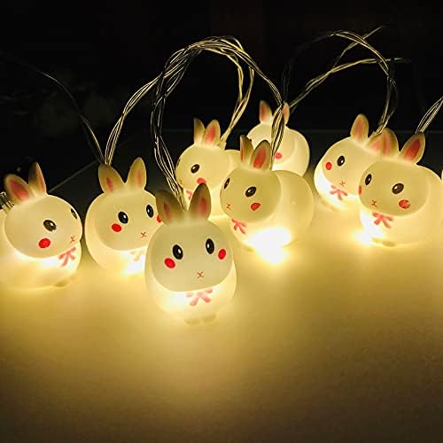 Затвори за Божиќни светла жица Велигденски зајаче LED стринг светла 10 светла 1,65м батерија со батерија за декоративни светла