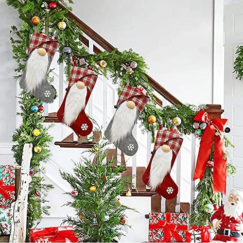 Божиќни чорапи на Еволе, 2 парчиња 18 инчи високи шведски Том Санта Гном Скрипти чорапи носители со висечки јамки за Божиќни украси за домашни