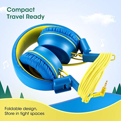 НООТ ПРОИЗВОДИ ДЕТСКИ Слушалки К33 Преклопни стерео запчиња без долги кабел од 5ft 3,5 мм приклучок за приклучоци на жици за слушалки