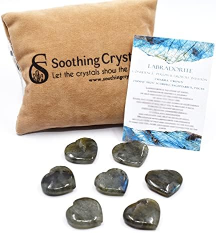 Смирувачки кристали најголемиот дел од 10 компјутери Природни лабрадоритни скапоцени камења loveубовни срца Загрижени камења сет 20-30мм кристално заздравување убави