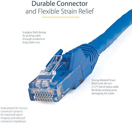 StarTech.com 3м Сина Гигабитна Пречка RJ45 СОВЕТ Cat6 Лепенка Кабел - 3 м Лепенка Кабел-3м Мачка 6 Лепенка Кабел