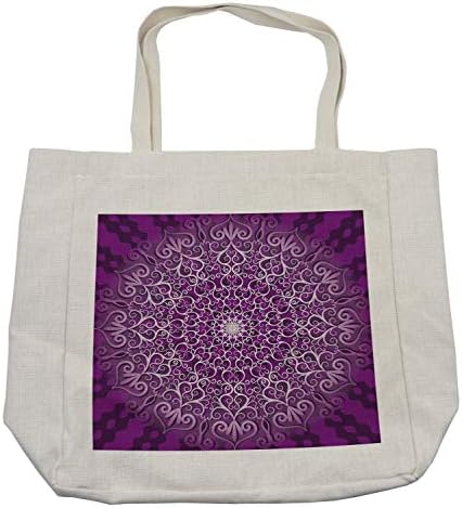 Торба за купување торбичка за пурпурна мандала, заздравувајќи ги космовите за раст на космосот, еколошката торба за еднократна