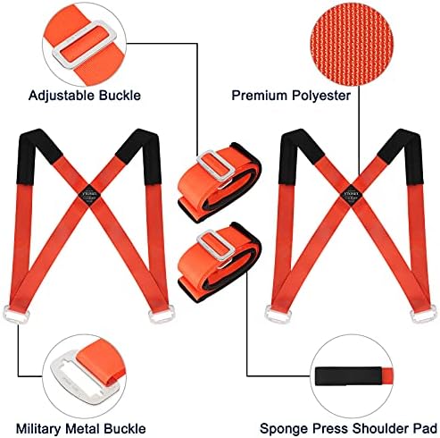 Подвижни ленти, ленти за кревање за движење мебел, систем за кревање и движење на рамото од 2 лица за уреди, душеци, тешки предмети до 800 bs, портокалови
