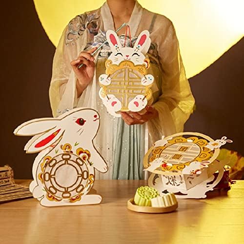 СПДД Кинески традиционален фестивал на фестивали во средна есен, рачно изработен фенер, симпатична зајак виси украси Детски преносни