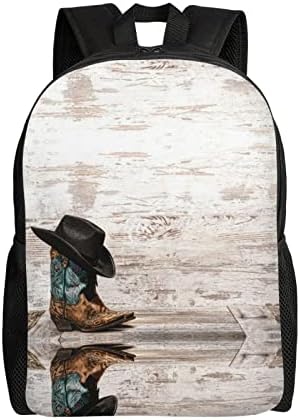 Ewmar каубојски капа и чизми Единствена еднострана целосна печатена ранец за ранец за ранец за ранец Компјутерска торба водоотпорен универзитетски ранец