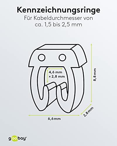Goobay 72513 цифри 0–9 кабелски маркер клип за дијаметар на кабел до 2,5 мм, пакет од 100
