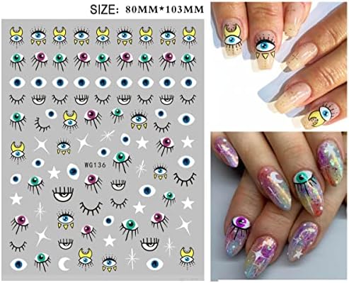 Songjie 9 чаршафи налепници на злобни нокти - Френш нокти тетоважи со жени со уметност за нокти, 3Д самолепливи декорации за нокти за вештерки за материјали за уметност ?