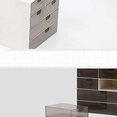 Десктоп за складирање на кутии со 2 големи 4 мали 4 слоеви транспарентни фиоки за складирање на фиоки за домашни канцеларии